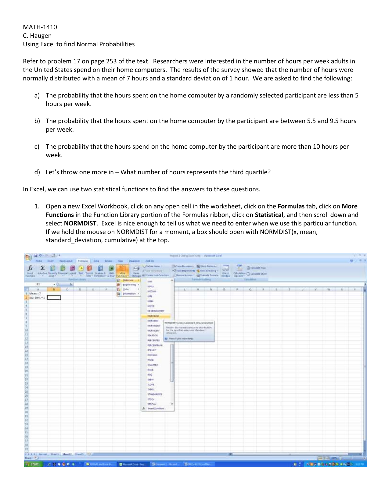 Find Probability From Mean And Standard Deviation Excel Kurtparty