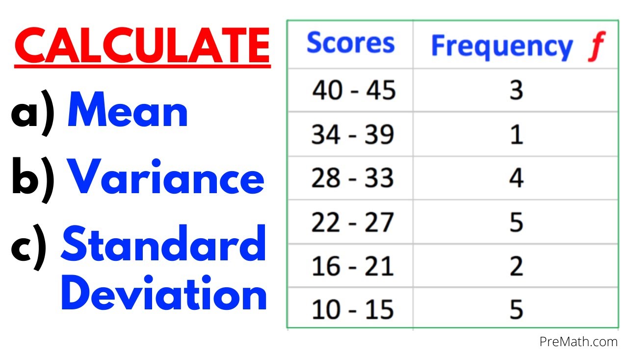 Find The Mean Variance U0026 Standard Deviation Of Frequency Grouped