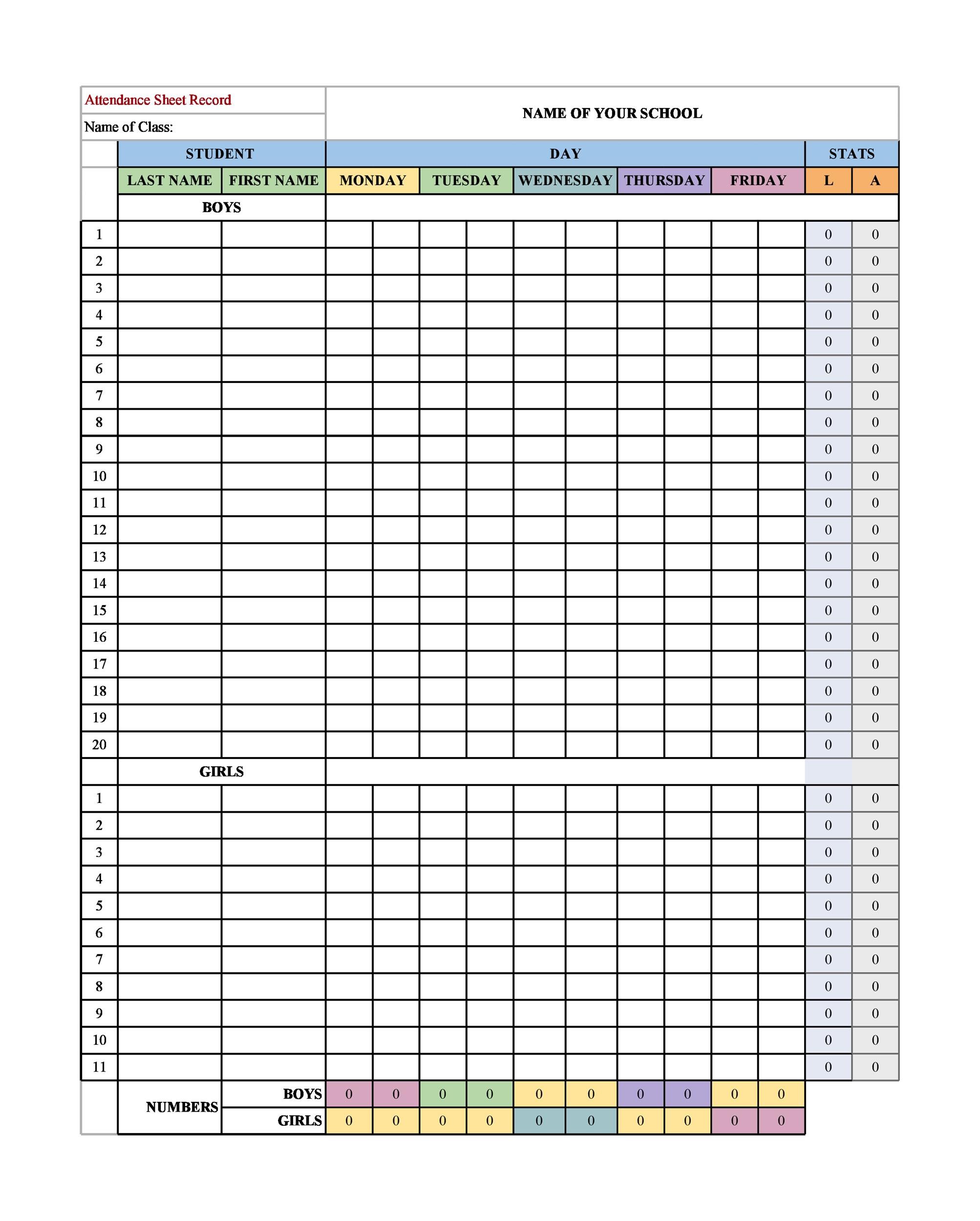 Free Attendance Sheet Statistics Templates For Google Sheets And