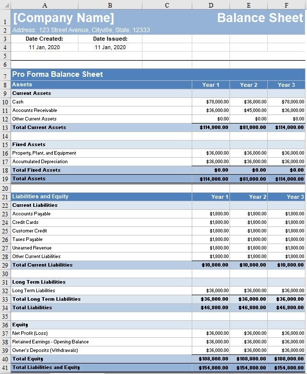 Free Balance Sheet Template For Excel 2013 With Ratios