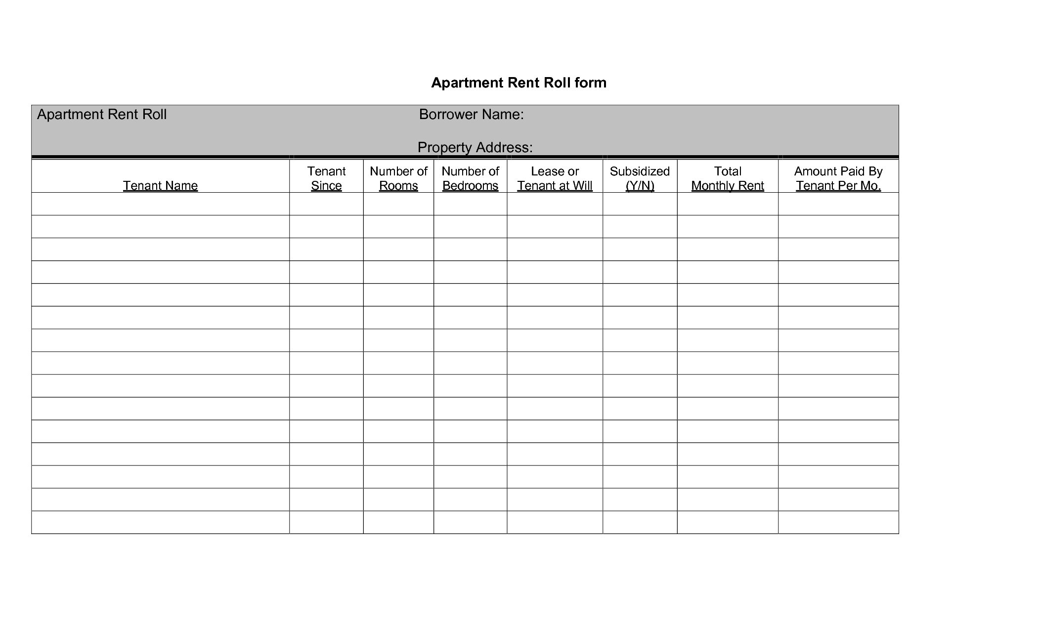 Free Excel Rent Roll Template