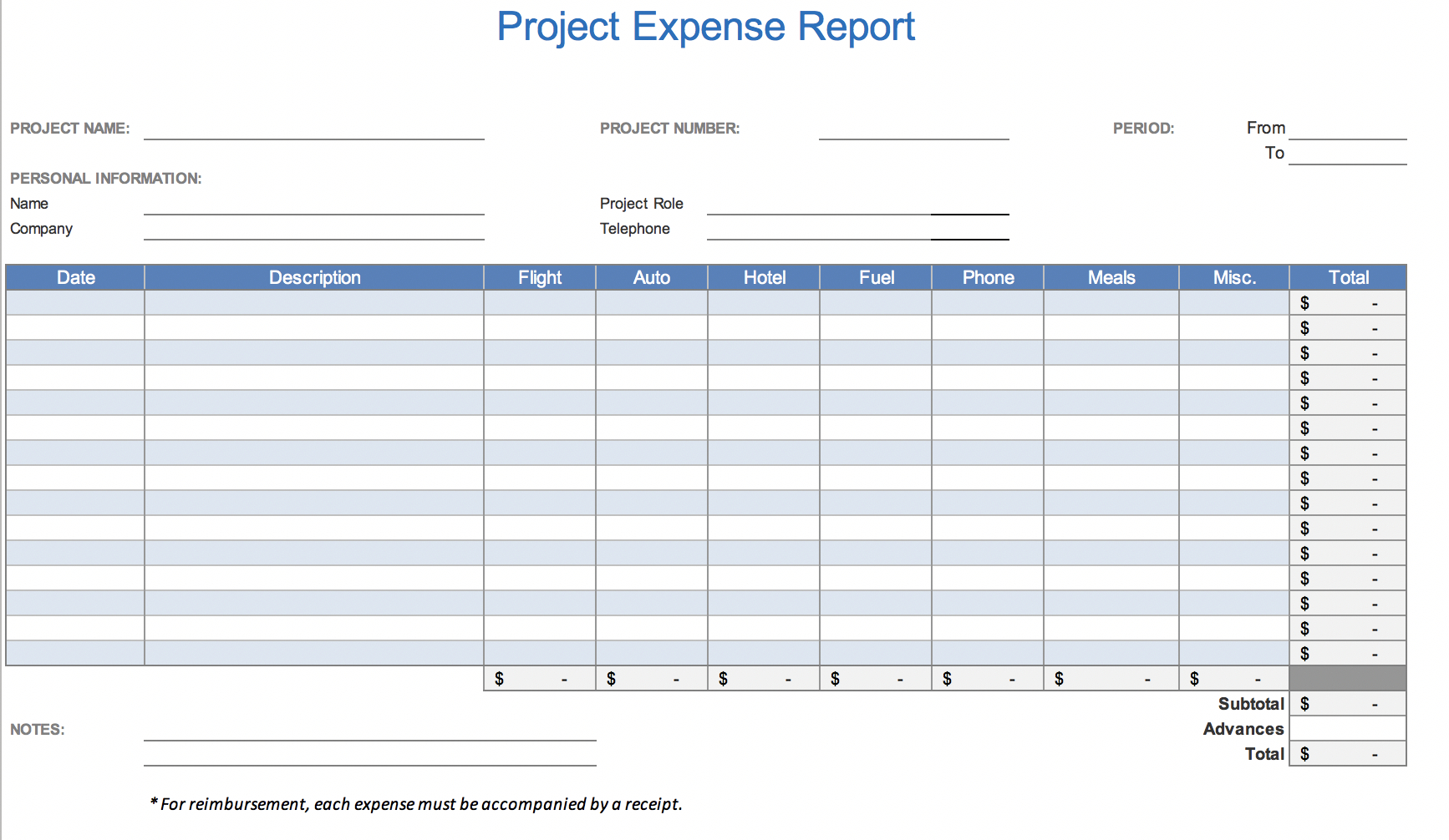 Free Expense Report Template For Excel