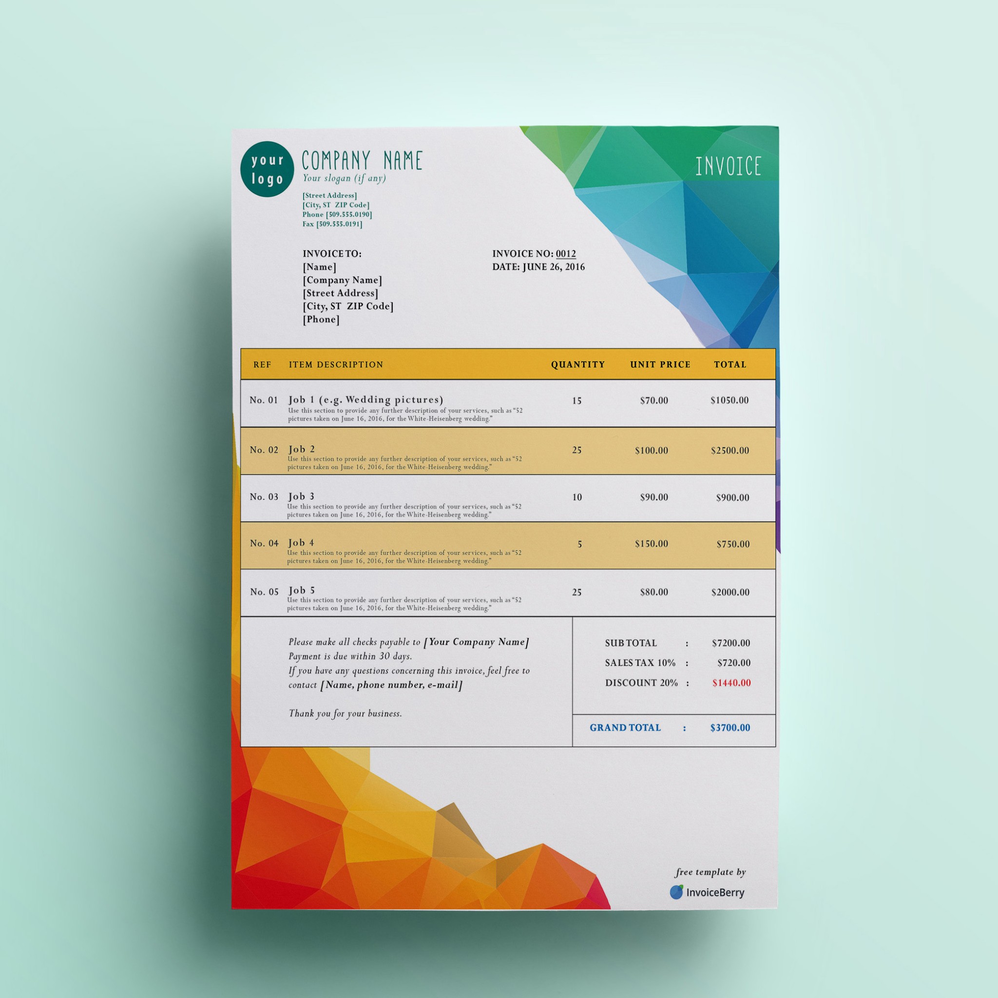 Free Invoice Templates By Invoiceberry The Grid System