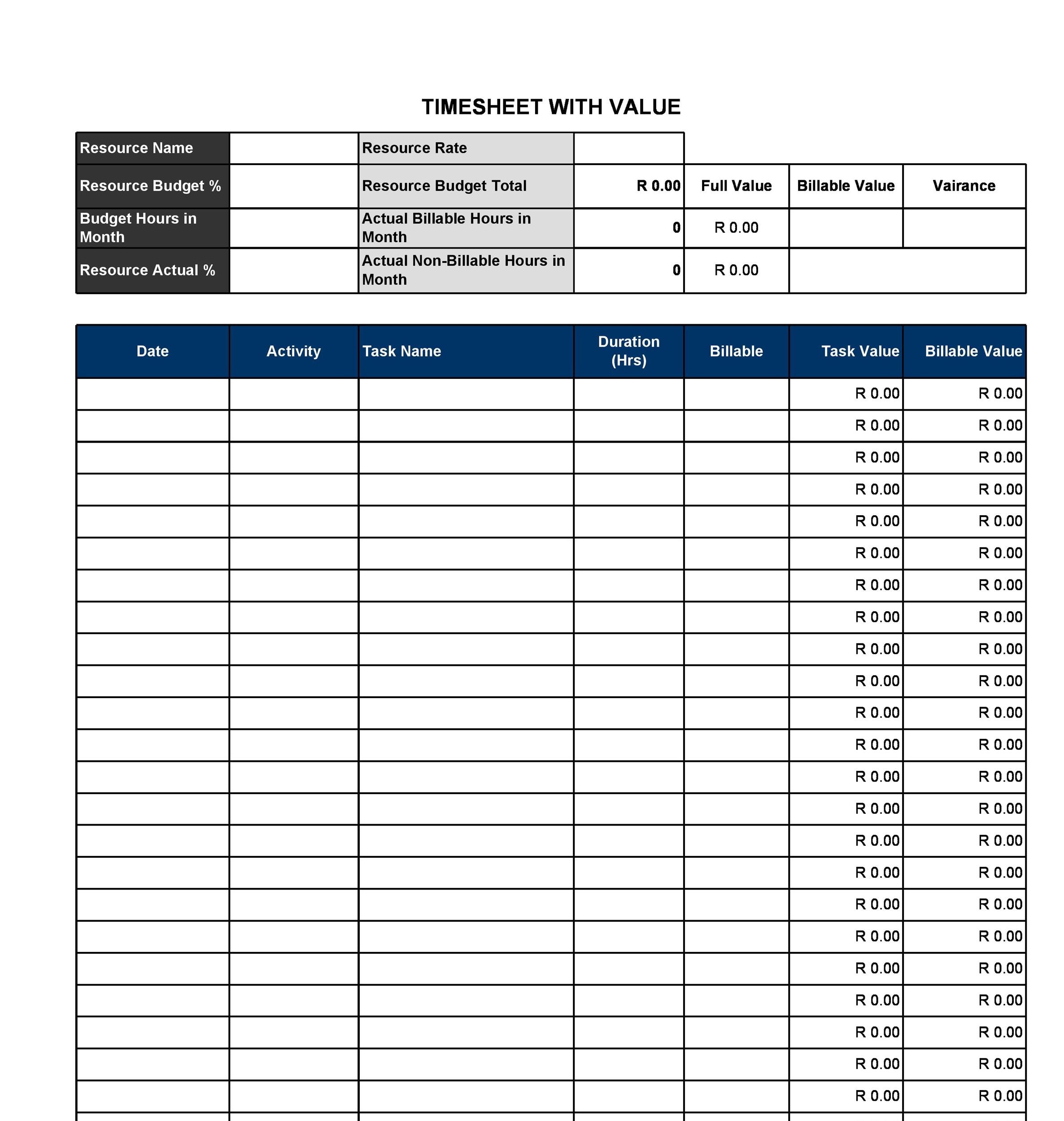 Free Microsoft Excel Timesheet Templates