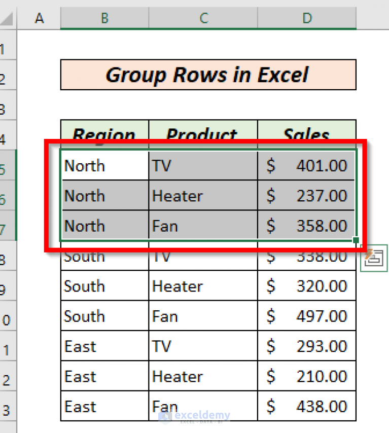 Group Rows Together Excel