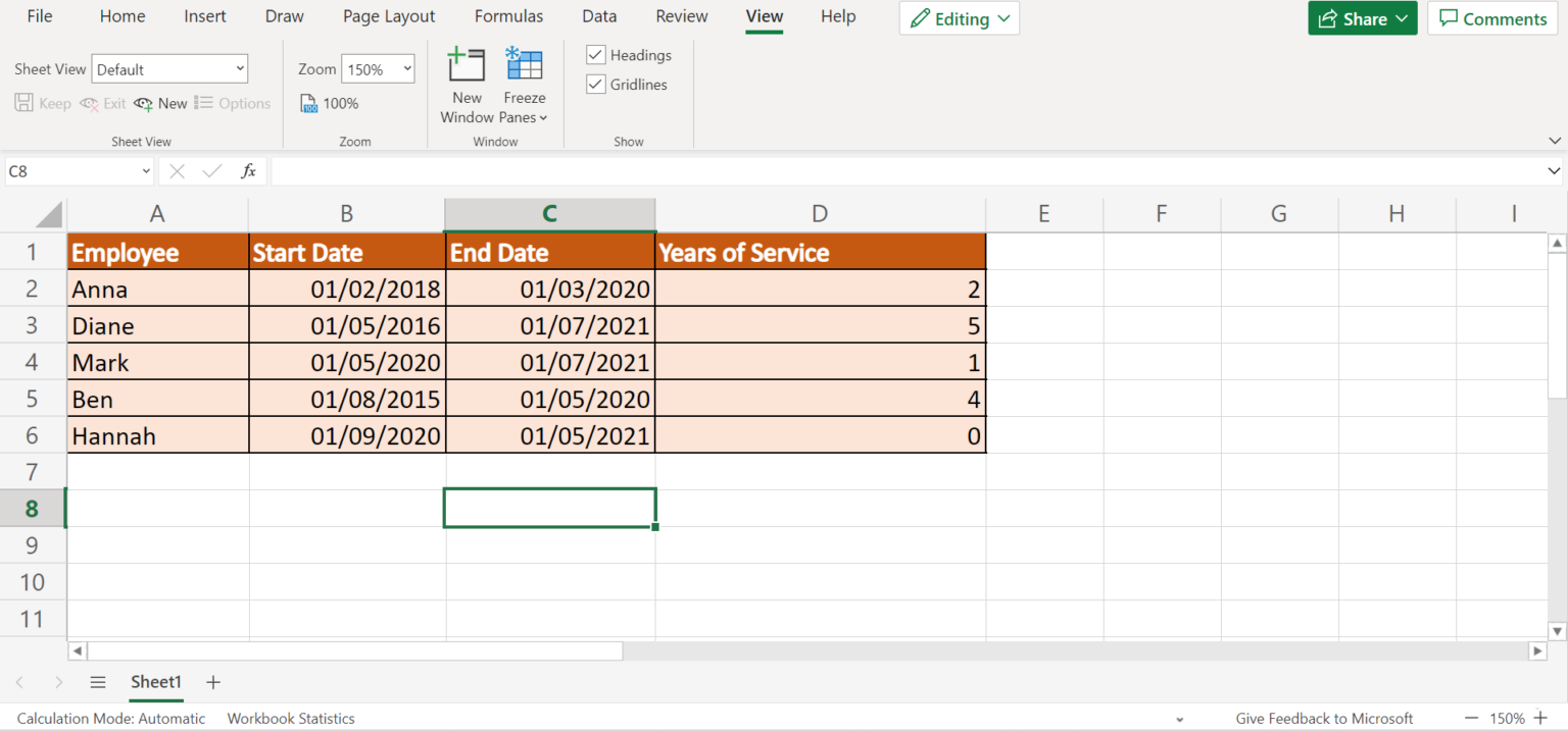 5 Easy Ways to Calculate Years of Service in Excel