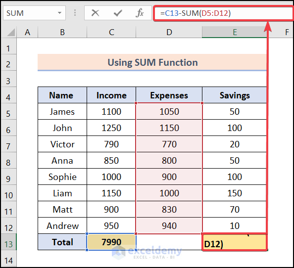 How To Add And Subtract In One Cell In Excel 6 Ways