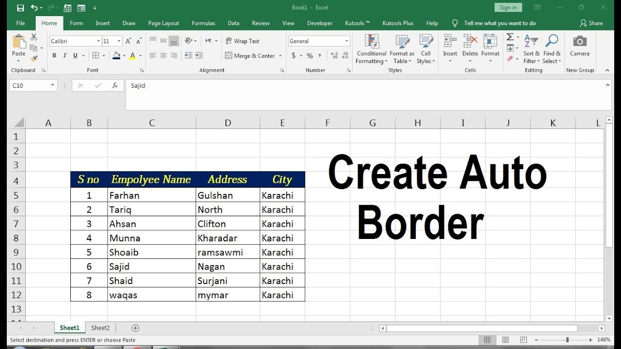 How To Add Border In Excel