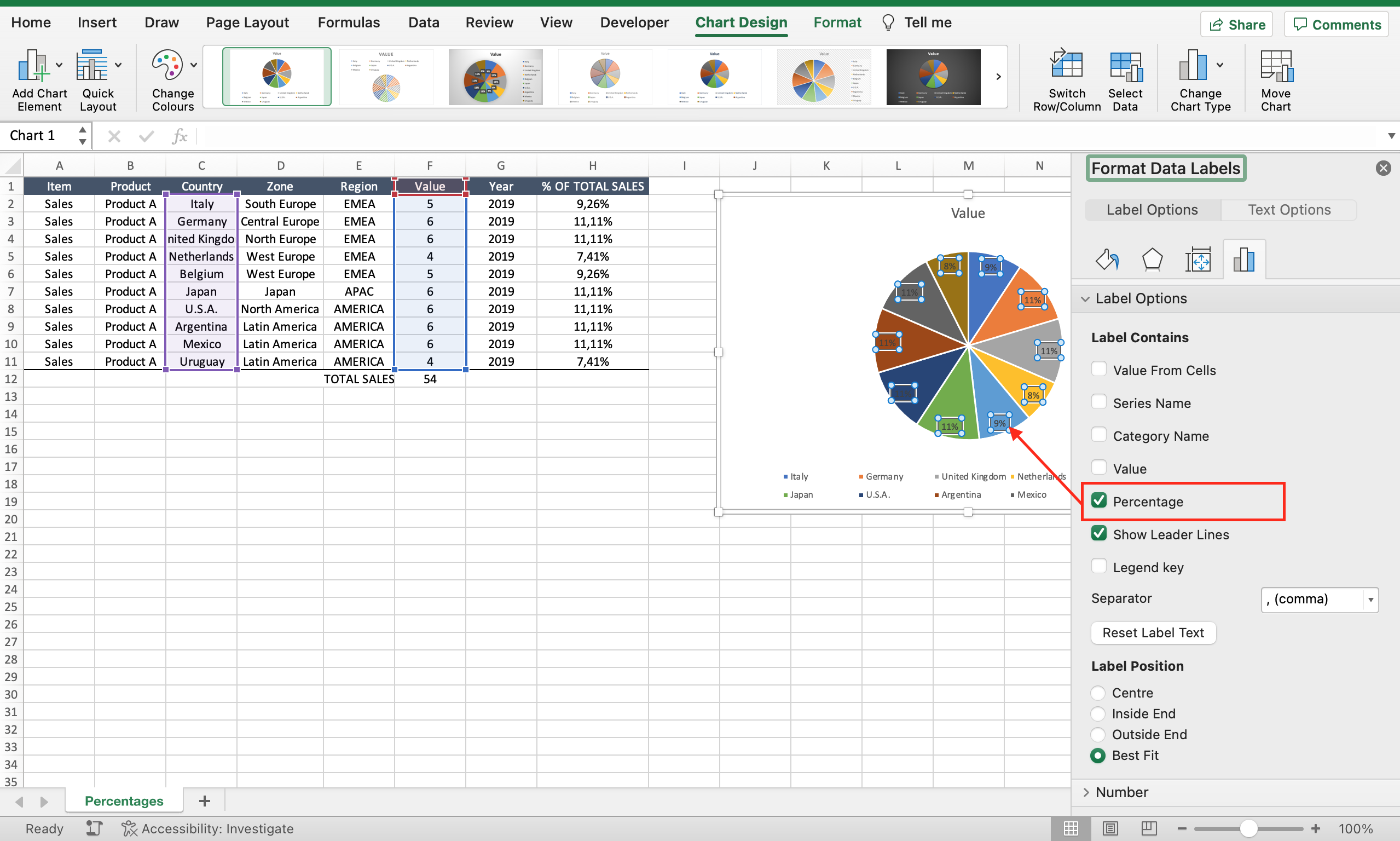 How To Add Percentages To Pie Chart In Excel Spreadcheaters