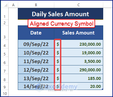 How To Align Currency Symbol In Excel 3 Easy Ways Exceldemy