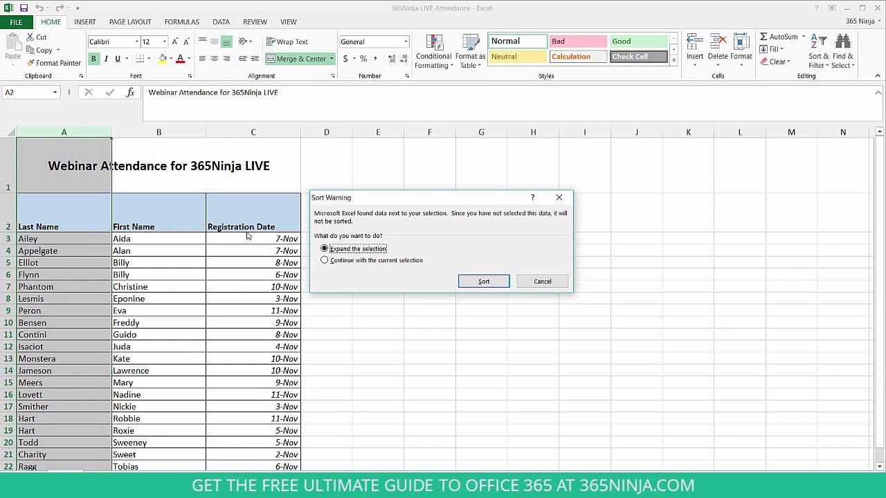 How To Alphabetize A Column In Excel By Last Name