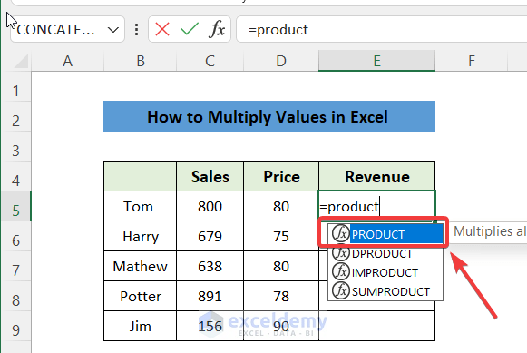 How To Apply The Formulas For Addition Subtraction Multiplication And Division In Excel