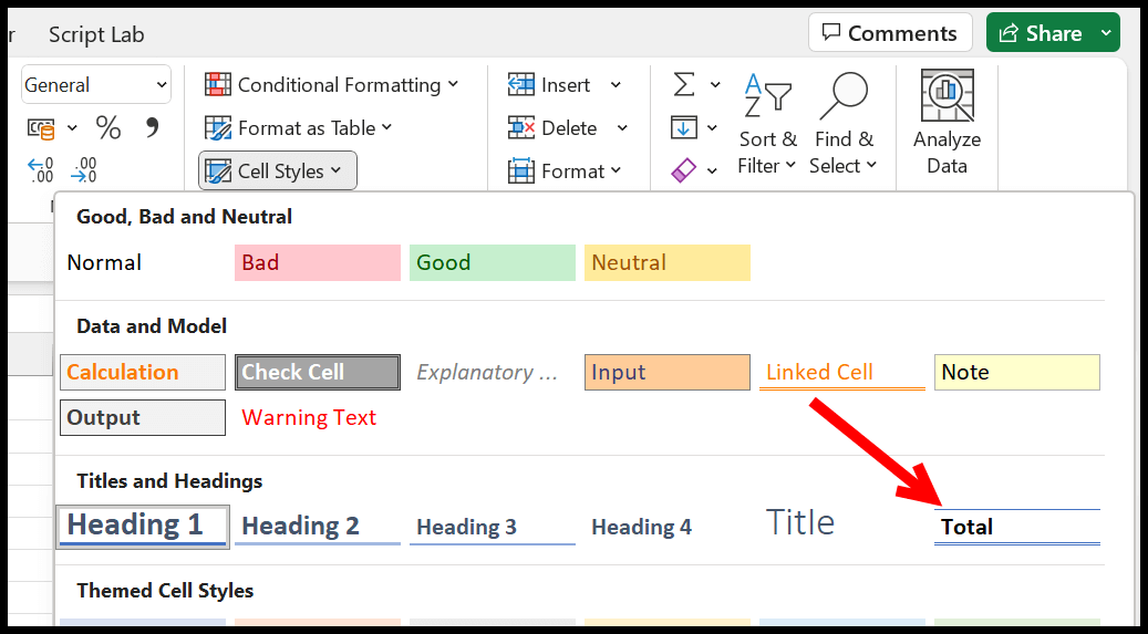 How to Apply Total Cell Style in Excel Easily