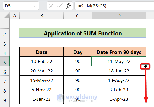 How To Calculate 90 Days From A Date In Excel 2 Useful Methods