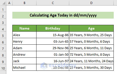 Excel Age Calculation: Mastering DD MM YYYY Format