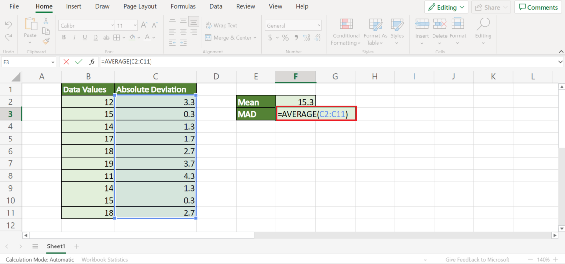 Excel Guide: Easy Mean Absolute Deviation Calculation