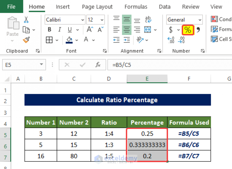 How To Calculate Ratio Percentage In Excel 4 Easy Methods