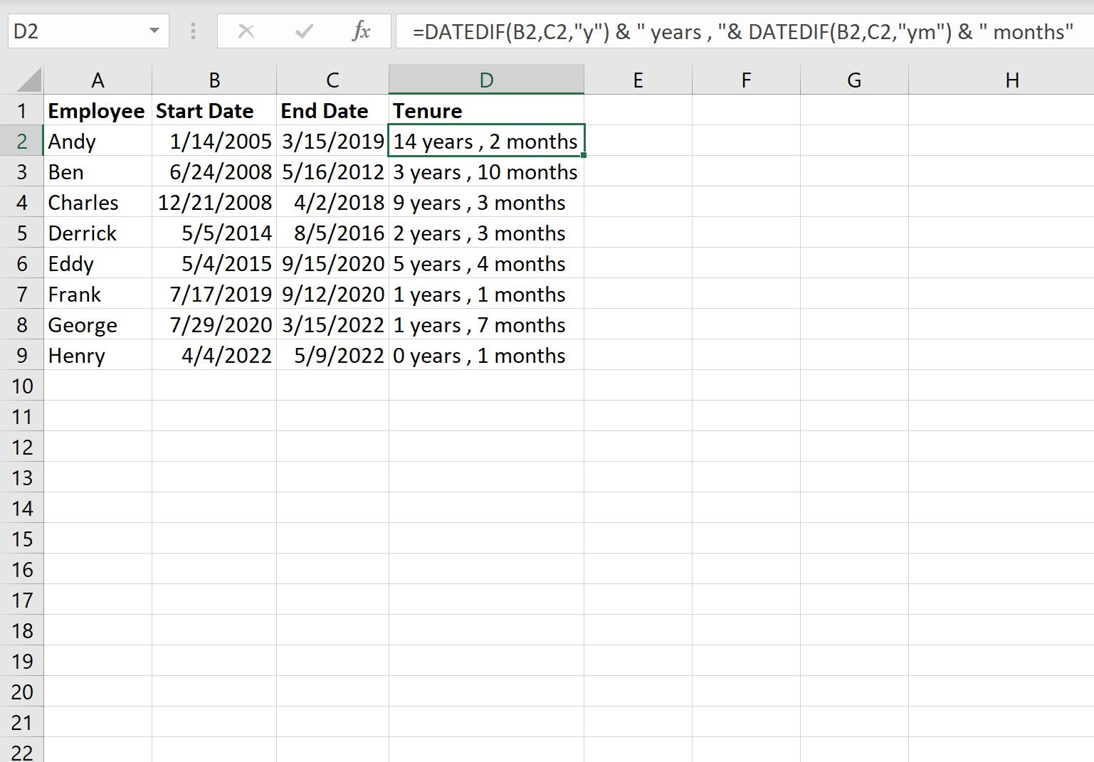 How To Calculate Tenure In Excel With Example