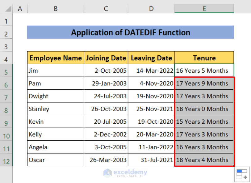 How To Calculate Tenure In Years And Months In Excel Exceldemy