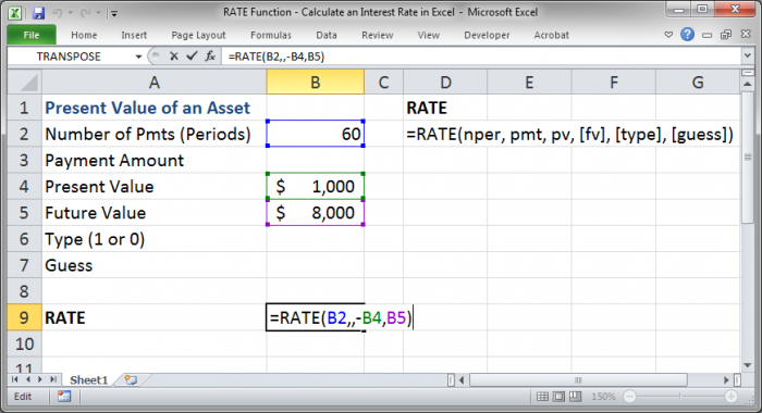 How To Calculate The Interest Rate Rate In Ms Excel Youtube