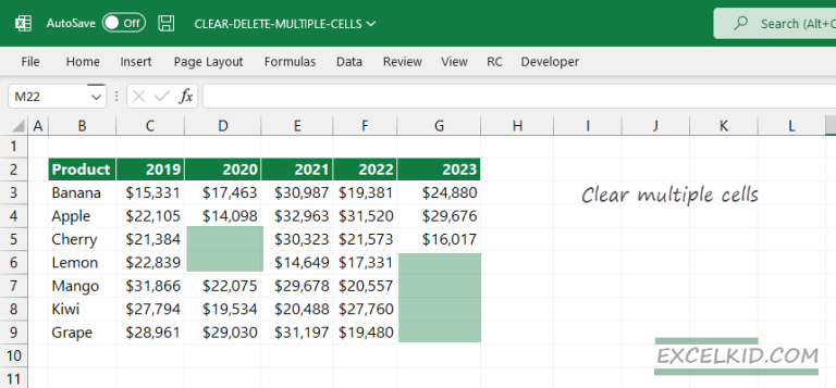 How To Clear Multiple Cells In Excel Excelkid