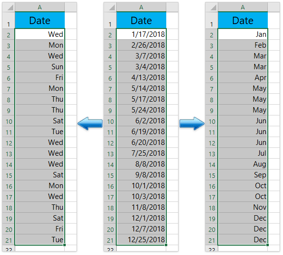 How To Convert Date To Weekday Month Year Name Or Number In Excel