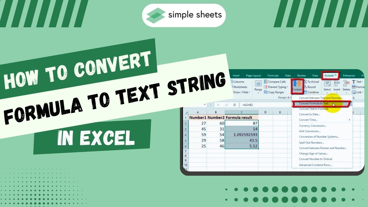 How To Convert Formula To Text String In Excel In 4 Methods