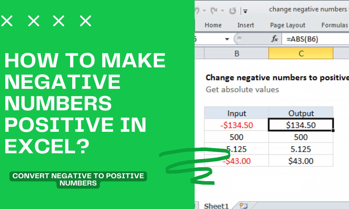 How To Convert Negative Numbers To Positive In Excel