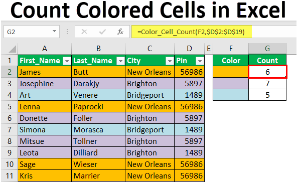 How To Count Colored Cells In Excel Youtube