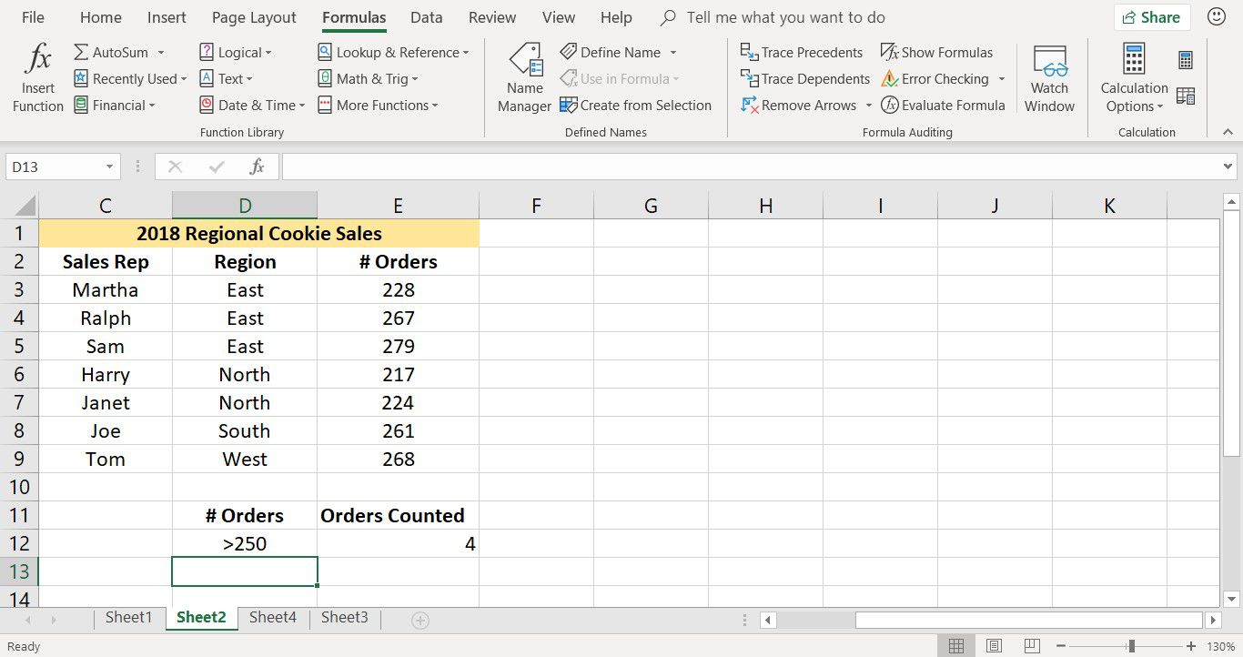 How To Count Data In Selected Cells With Excel Countif