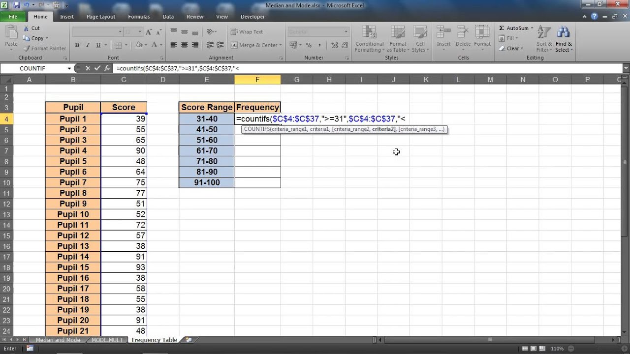 How To Create A Frequency Distribution In Excel