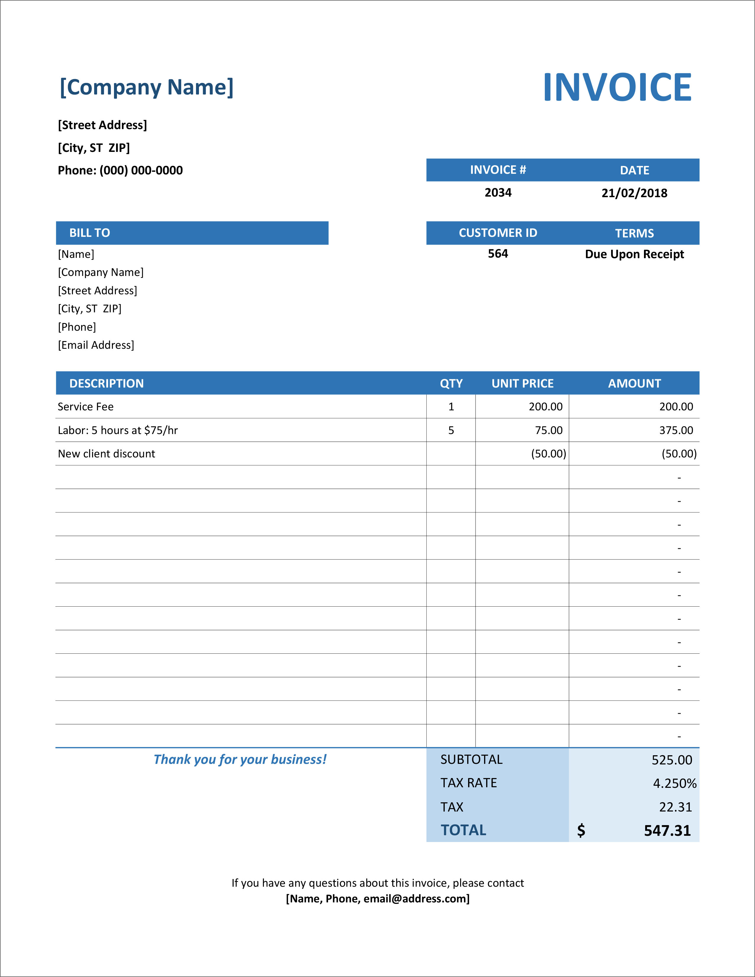 How To Create A Invoice Template In Excel