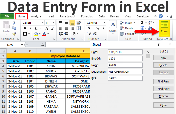 How To Create Data Entry Form In Microsoft Excel Step By Step With