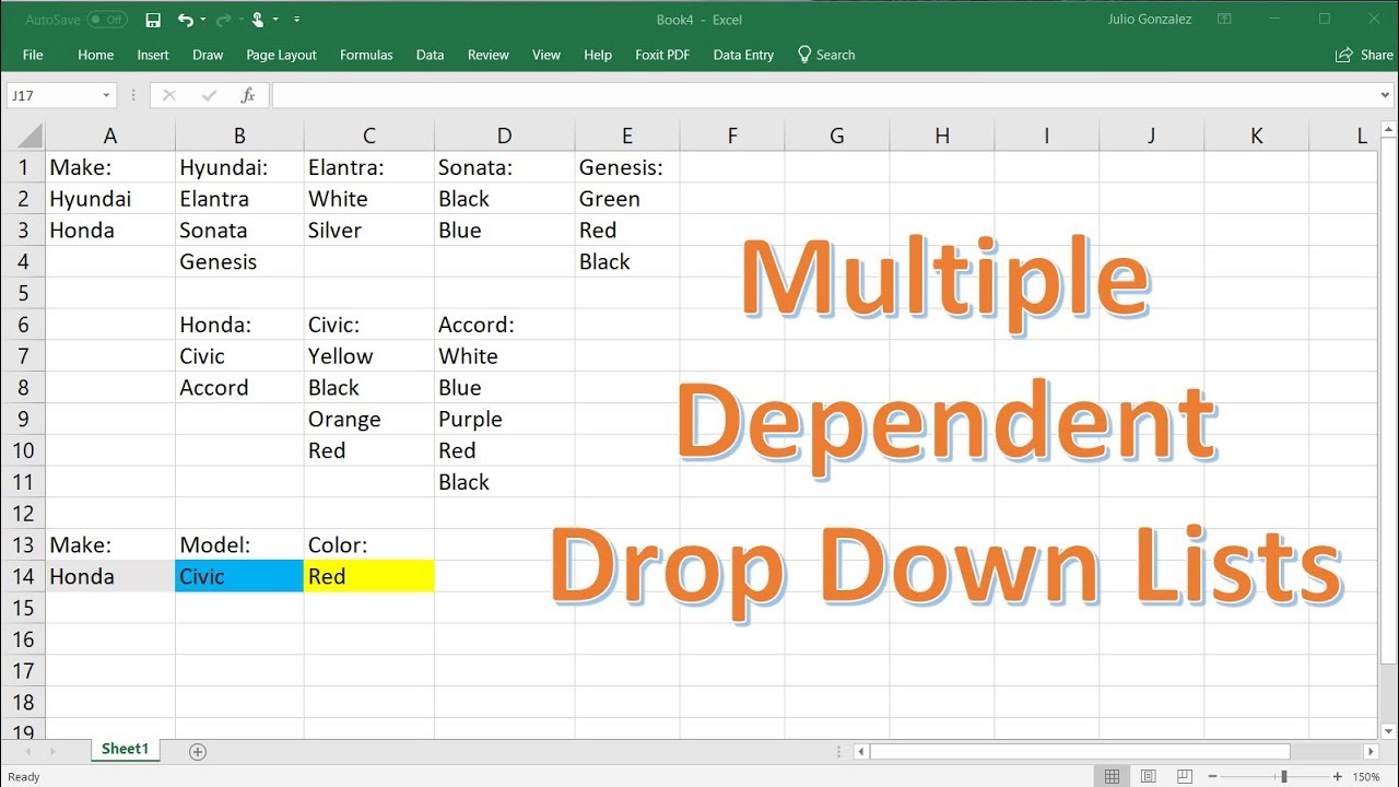 How To Create Multiple Dependent Drop Down Lists With Excel Vba 3 Methods