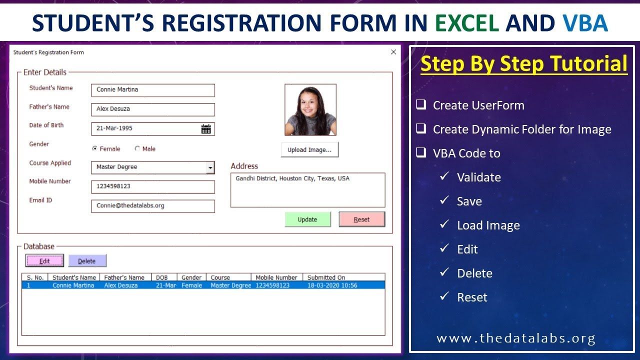 How To Create Registration Form With Image In Excel And Vba Step By