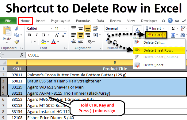 How To Delete A Row In Excel With A Keyboard Shortcut