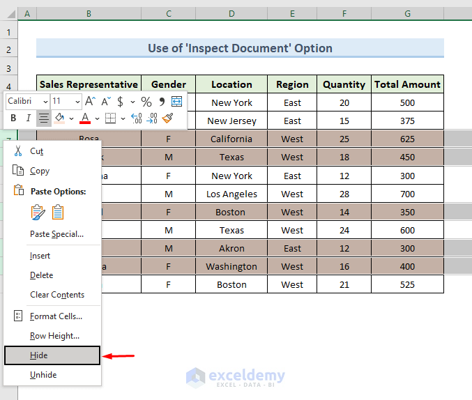 How To Delete Hidden Rows Or Columns In Excel 2 Easy Ways