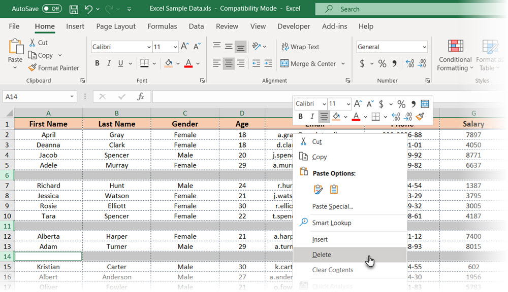 How To Delete Multiple Random Rows In Excel Printable Templates Free