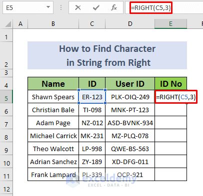 How To Find A Character In String From Right In Excel 4 Methods