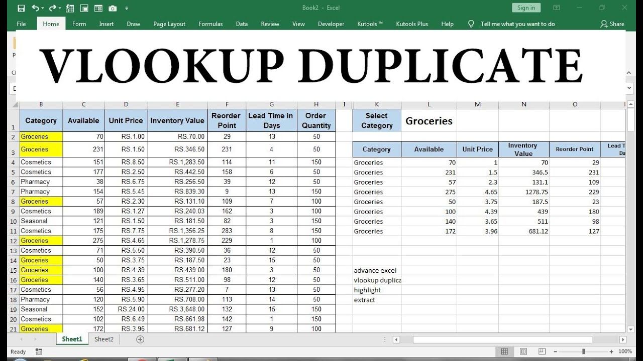 How To Find Duplicate Values In Excel Using Vlookup Excel Microsoft Excel Tutorial Vlookup Excel