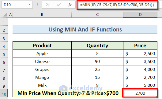 How To Find Minimum Value Based On Multiple Criteria In Excel