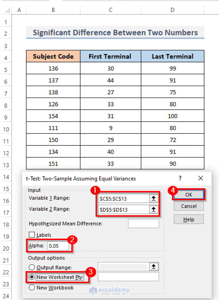 How To Find Significant Difference Between Two Numbers In Excel