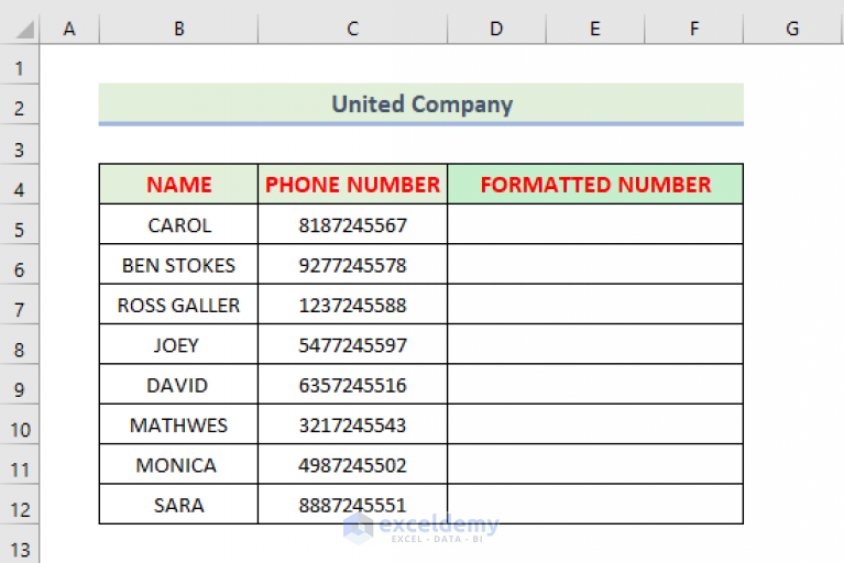 How To Format Phone Number With Country Code In Excel 5 Methods