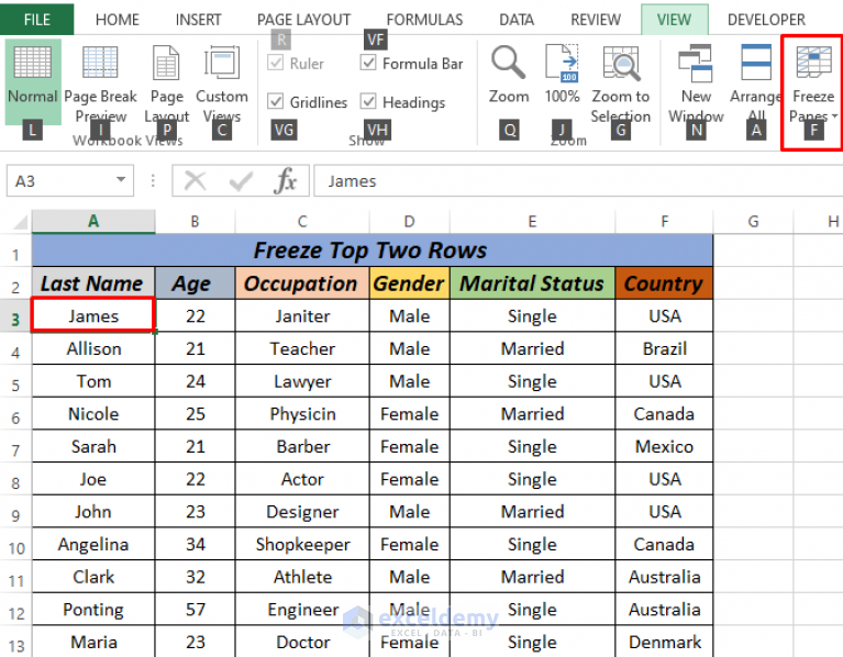 How To Freeze Top Two Rows In Excel Learn Excel