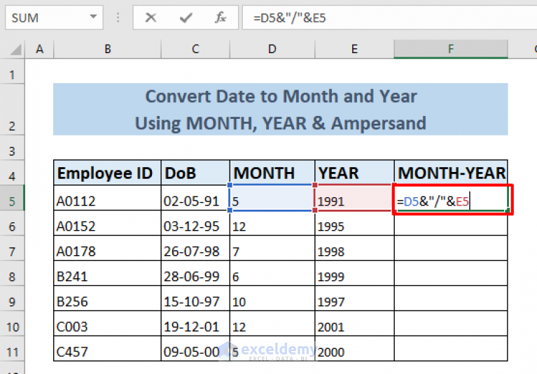 Extract Month and Year from Dates in Excel Easily