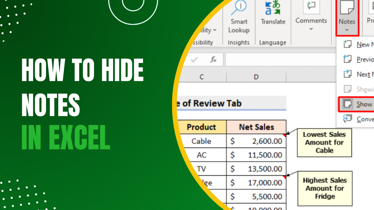 3 Ways to Hide Notes in Excel Easily