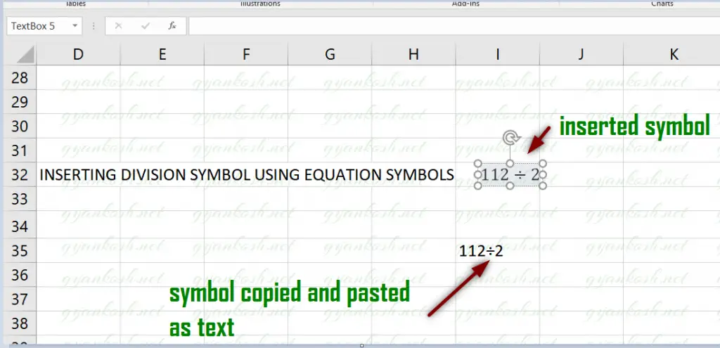 How To Insert Divide Symbol In Excel Gyankosh Learning Made Easy