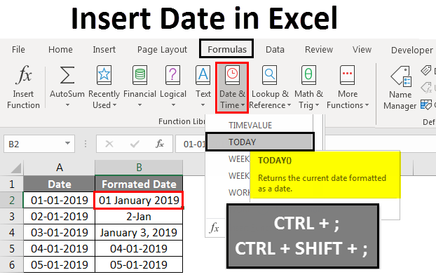 How To Insert Today S Date In Microsoft Excel