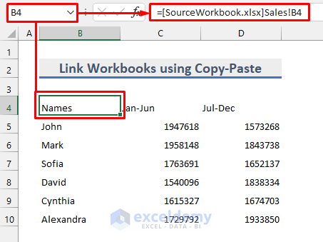 How To Link Two Workbooks In Excel 5 Methods Exceldemy