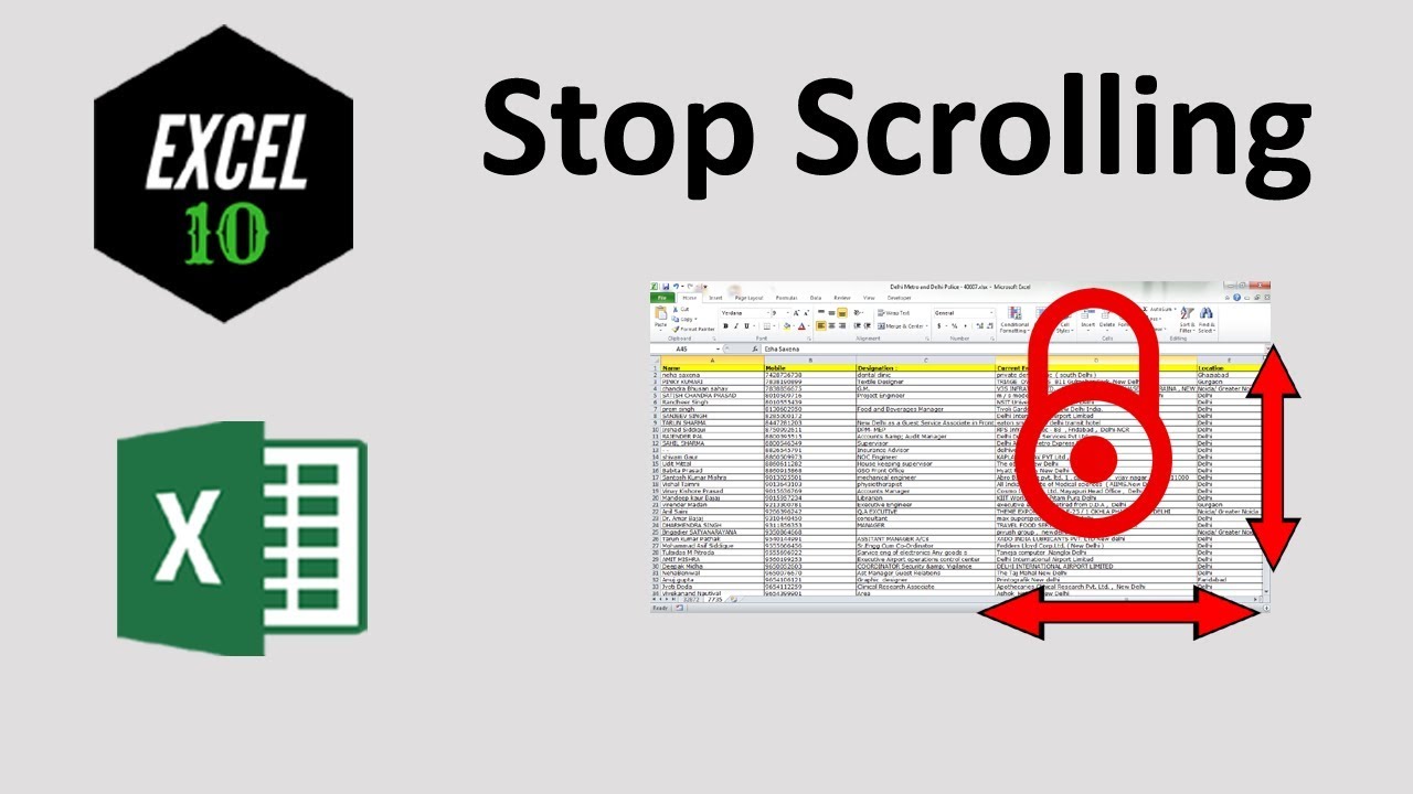 How To Lock Screen To Prevent Scrolling In Excel Worksheet Youtube